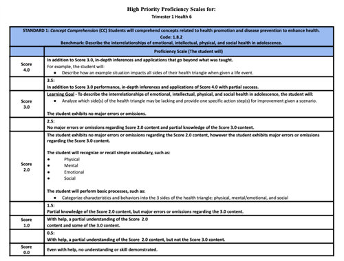 Proficiency Scale (Example) 